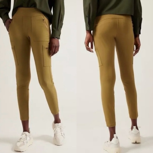 Athleta Headlands Hybrid Cargo Tights High Rise in Tapestry Gold Plus Size 22 - Picture 3 of 14
